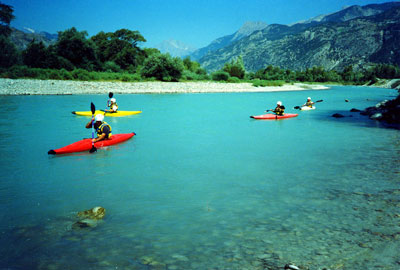 Discesa kayak scuola sulla Durance